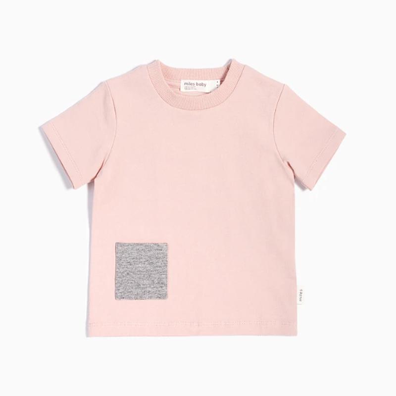 Miles Basic Light Pink T-Shirt / Grey Patch Pocket*** 24 Months