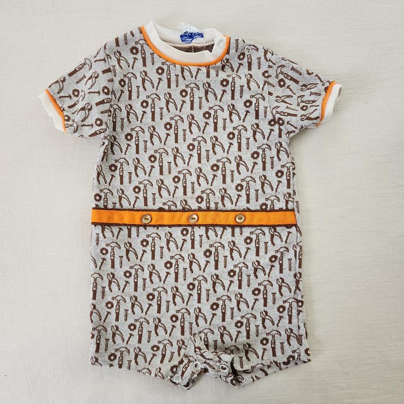 Vintage Neutral Tools Romper 18-24 month