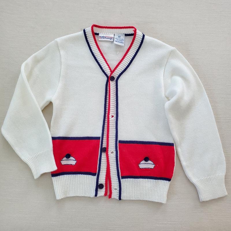 Vintage Sailor Knit Cardigan 4t missing button