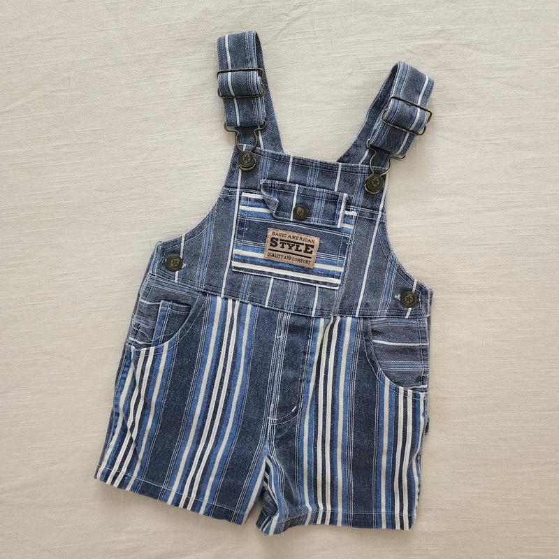 Vintage Striped Denim Shortalls 2t3t