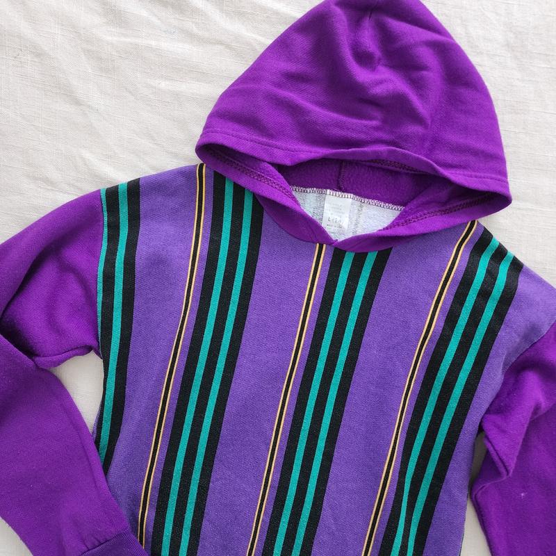 Vintage Purple Striped Hoodie kids
